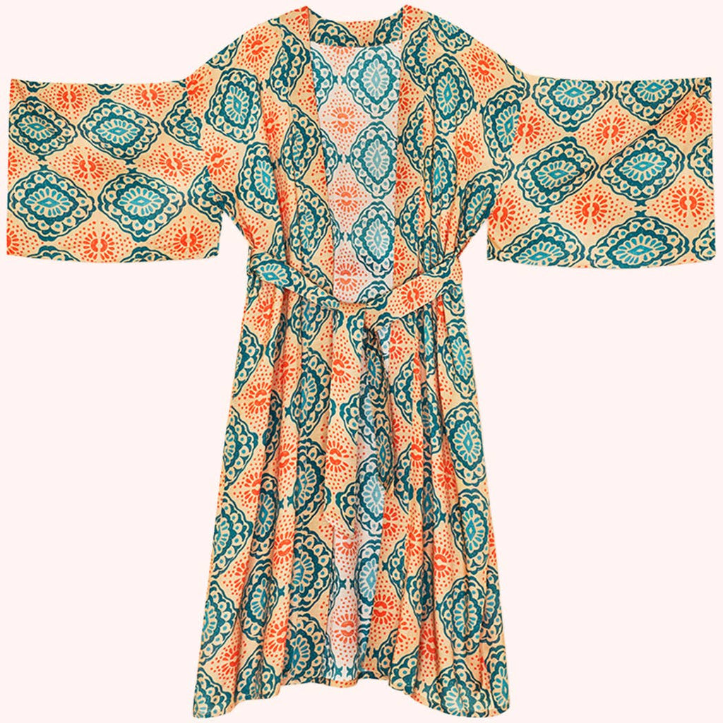 Cream Batik Kimono Gown