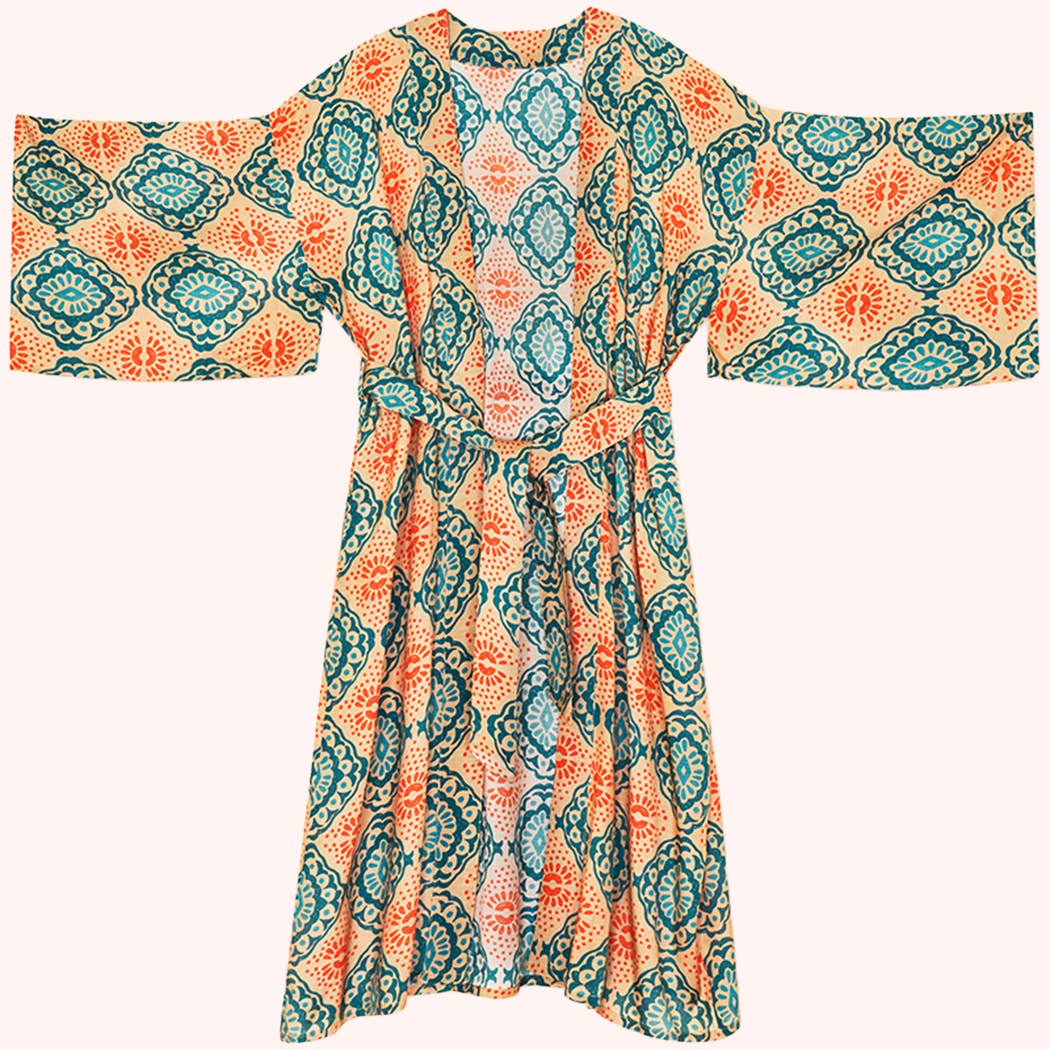 Cream Batik Kimono Gown