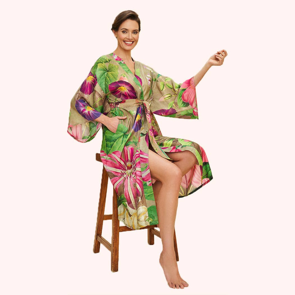Oversized Botanicals Kimono Gown
