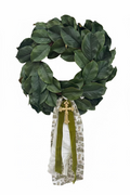 Magnolia Wreath with Natchez Heritage Toile Sash with Cross