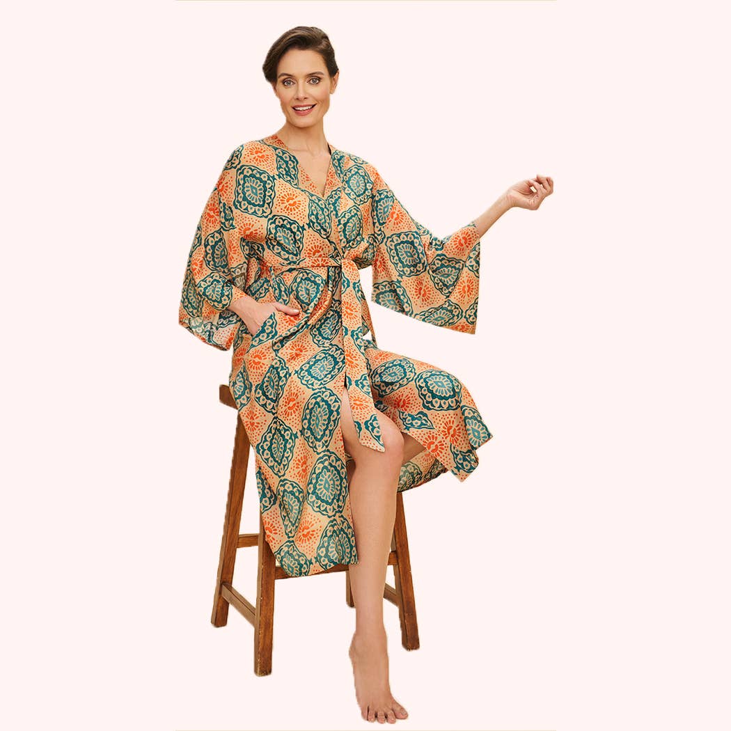 Cream Batik Kimono Gown